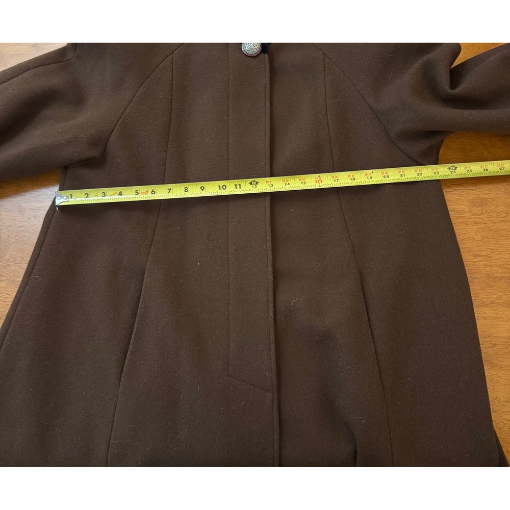 Vintage Donnybrook Womens Brown Wool Coat Velvet Trim Silver Button Made Size 10 - Picture 6 of 9